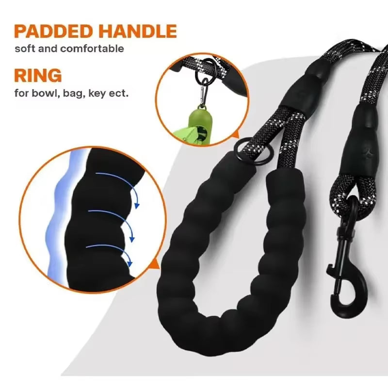 Reflective Dog Leash Traction Rope for Strong Big Small Medium Dog Safety Comfortable Durable Padded Handle Pet Accessories