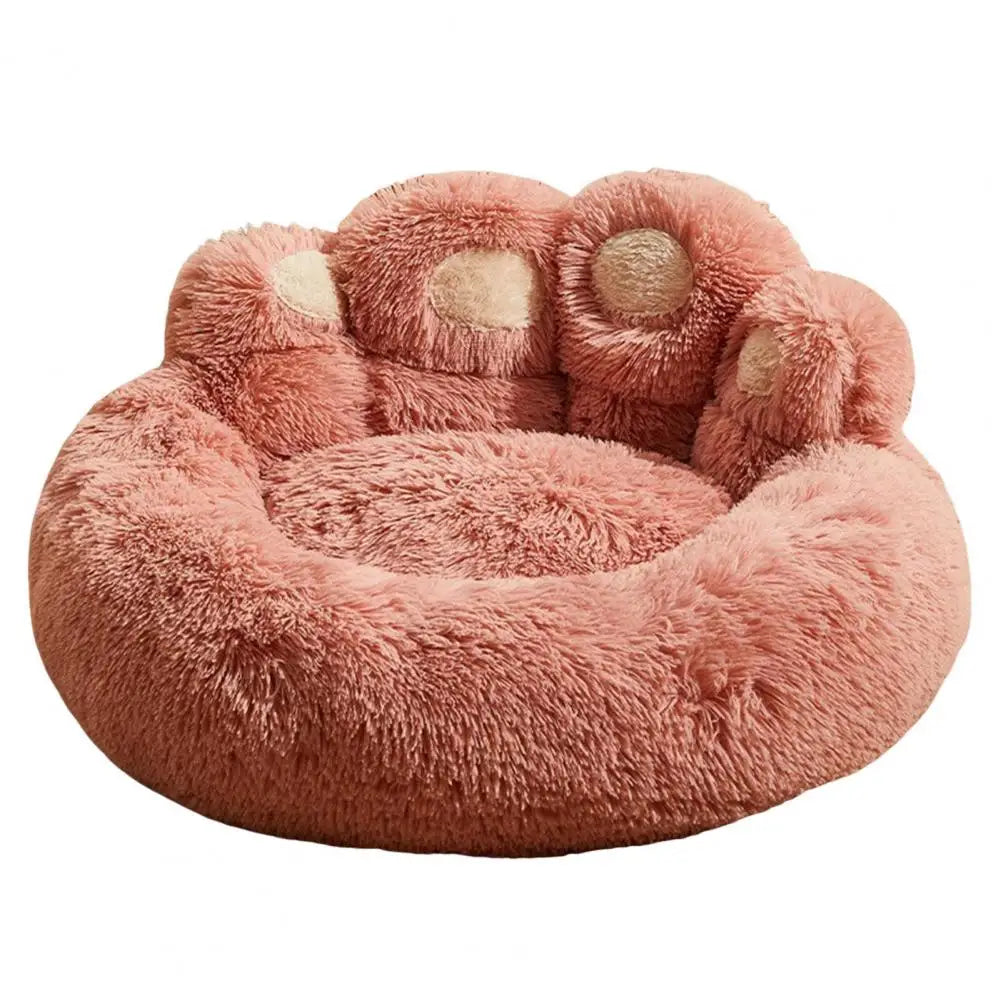 Pet Nest Plush Bed Premium Cotton Filling Pet Bed Cozy Paw-Shaped Pet Bed with Fluffy Plush for Cats for Warmth for Ultimate