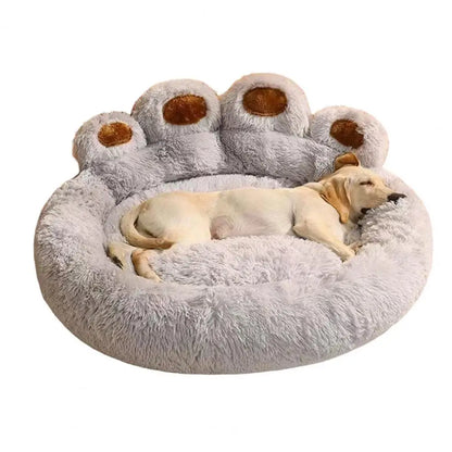 Pet Nest Plush Bed Premium Cotton Filling Pet Bed Cozy Paw-Shaped Pet Bed with Fluffy Plush for Cats for Warmth for Ultimate
