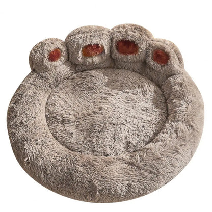 Pet Nest Plush Bed Premium Cotton Filling Pet Bed Cozy Paw-Shaped Pet Bed with Fluffy Plush for Cats for Warmth for Ultimate