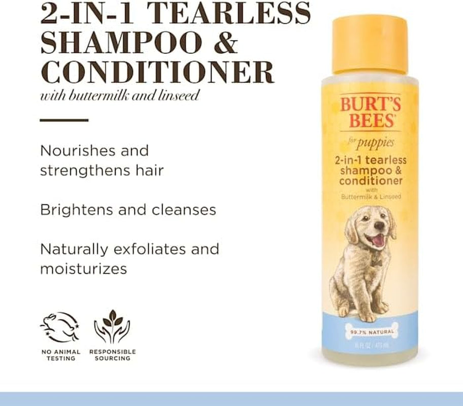 Tear Free Puppy Shampoo and Conditioner - Tearless Dog Wash for Puppies, Pet Grooming Supplies, Gentle Dog Shampoo and Conditioner, Puppy Essentials for Easy Groom, 16 Fl Oz