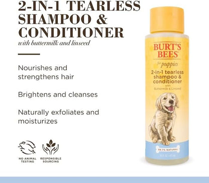 Tear Free Puppy Shampoo and Conditioner - Tearless Dog Wash for Puppies, Pet Grooming Supplies, Gentle Dog Shampoo and Conditioner, Puppy Essentials for Easy Groom, 16 Fl Oz